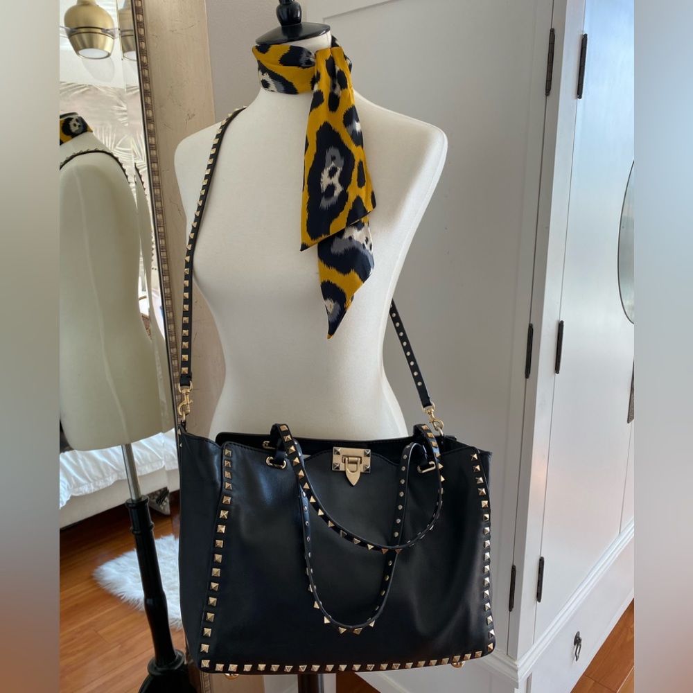 Valentino Rockstud Tote Black & Gold